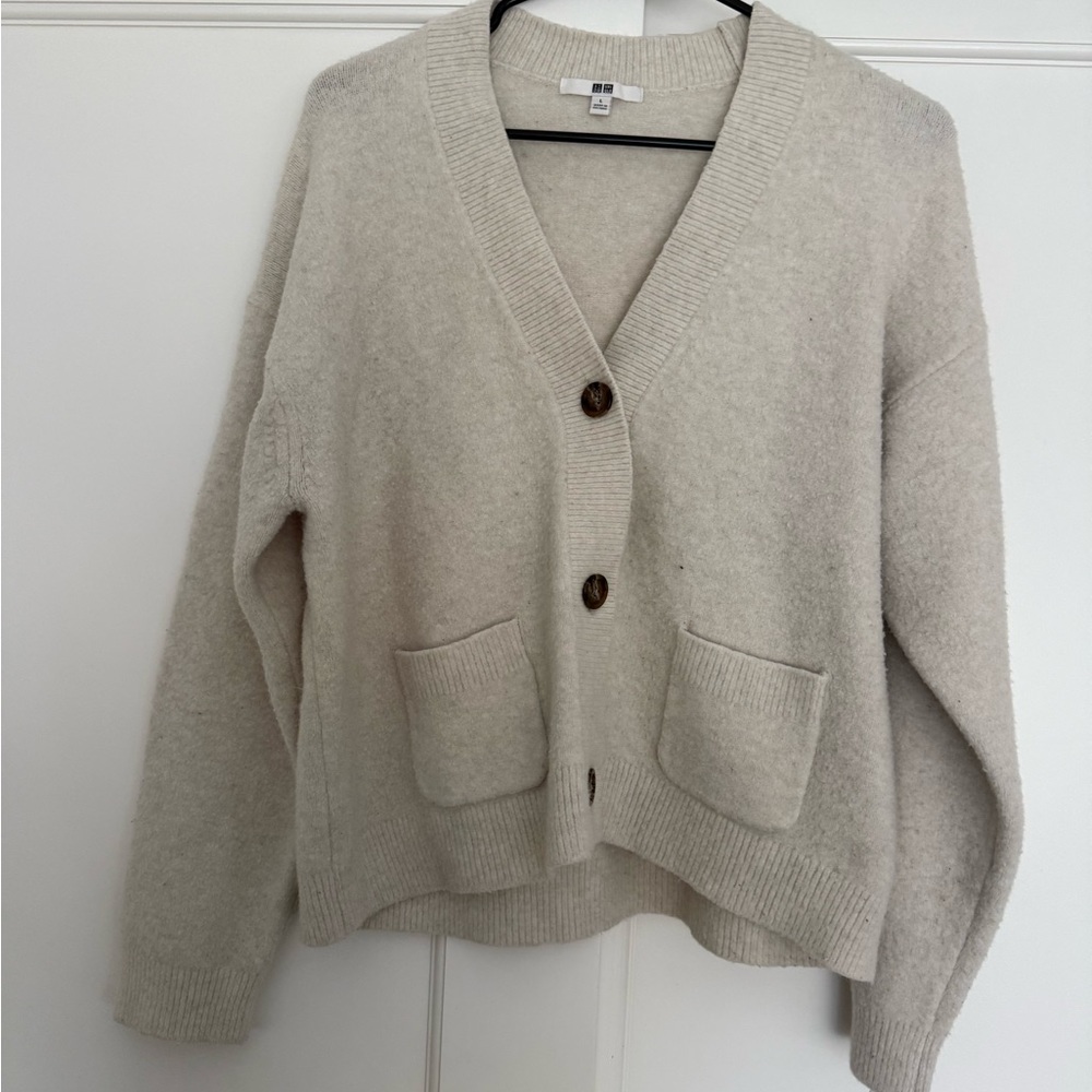 Uniqlo Cream Button-Up Cardigan